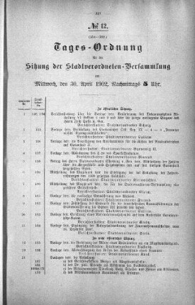 Tages-Ordnung, 30. April 1902