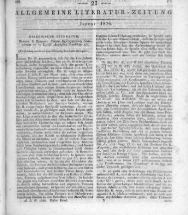 Corpus inscriptionum Graecarum. Vol. I. Hrsg. v. A. Boeckhuis. Berlin: Reimer 1825 (Fortsetzung der im vorigen Stück abgebrochenen Recension.)