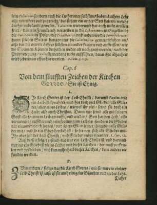 Cap. 6. Von dem fünfften Zeichen der Kirchen Gottes/ Sie ist Eynig.