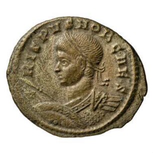 Münze, Follis, Aes 3, 319 - 320 n. Chr.