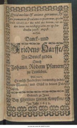 Danck- und Friedens-Harffe