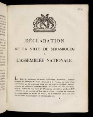 1-15, Déclaration de la Ville de Strasbourg ...