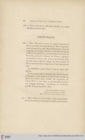 Orfêvrerie (Nr. 189 - 211)