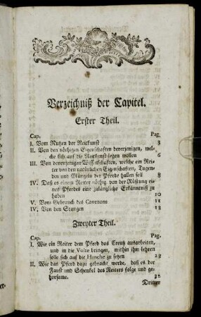 Verzeichniß der Capitel.