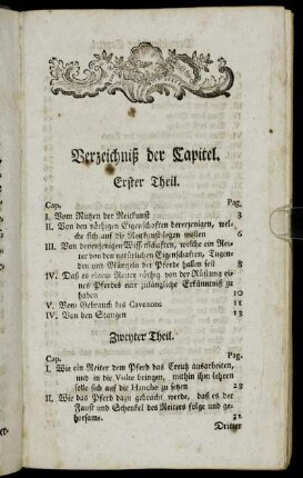 Verzeichniß der Capitel.