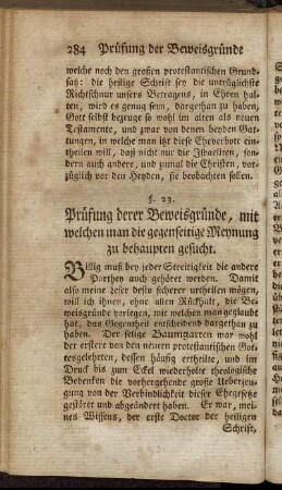§. 23. Prüfung derer Beweisgründe, mit welchen man die gegenseitige Meynung zu behaupten gesucht.