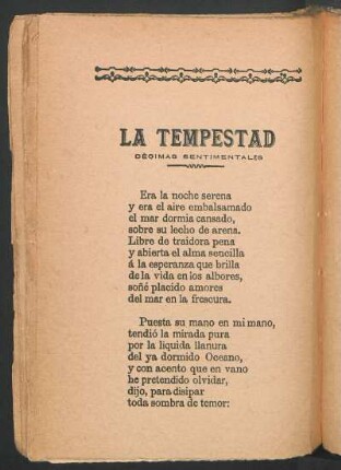 La tempestad : Décimas sentimentales