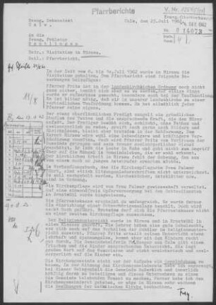 Hirsau mit Ernstmühl: Visitationsbericht mit Pfarrbericht 1962