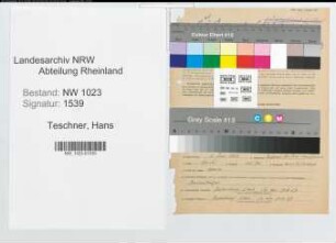 Entnazifizierung Hans Teschner , geb. 03.07.1903 (Zolloberinspektor)