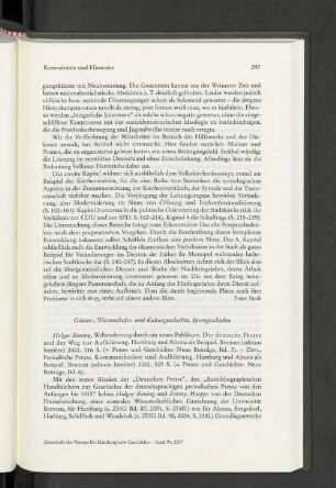 Rezensionen und Hinweise: Geistes-, Wissenschafts- und Kulturgeschichte, Sportgeschichte