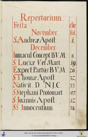 [3r - 4v] Repertorium.