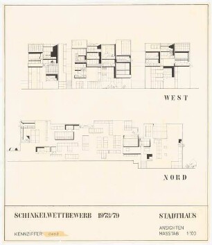 »Das Stadthaus« für die IBA an der Kochstraße, Berlin-Kreuzberg Schinkelwettbewerb 1979: Ansichten 1:100