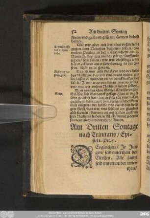 Am Dritten Sontage nach Trinitatis/ Epistel I. Pet. 5.