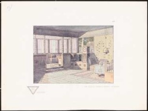 Innenraum: Perspektivische Innenansicht (aus: Moderne Bauformen. Fassaden, Interieurs, Details im Verein mit R. Beauclair, hrsg.v. M.J. Gradl, Bd. 3, 1904)
