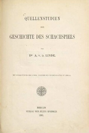 Quellenstudien zur Geschichte des Schachspiels