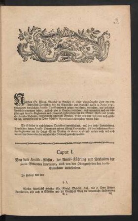 Caput I. Von dem Accise-Wesen, der Amts-Führung und Verhalten der Accise-Bedienten überhaupt, auch von den Obliegenheiten der Accise-Einnehmer insbesondere.
