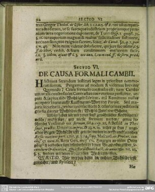 Sectio VI. De Causa Formali Cambii