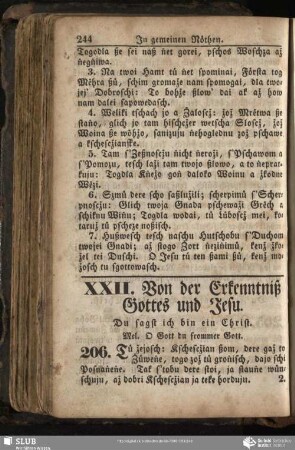 XXII. Von der Erkenntniß Gottes und Jesu