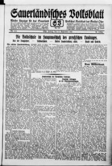 Sauerländisches Volksblatt : aeltester Anzeiger des Sauerlandes : ueber 100 Jahre Heimat- und Kreisblatt im Kreise Olpe : Tageszeitung für Politik, Unterhaltung und Belehrung