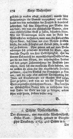 Der Erinnerer, eine moralische Wochenschrift. Bd.1.