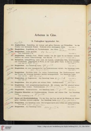 Arbeiten in Glas (Nr. 634-854)
