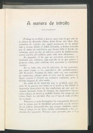 A manera de introito