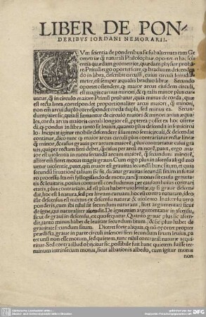 LIBER DE PONDERIBUS IORDANI NEMORARII.