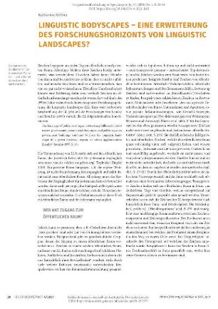 Linguistic Bodyscapes – eine Erweiterung des Forschungshorizonts von Linguistic Landscapes?