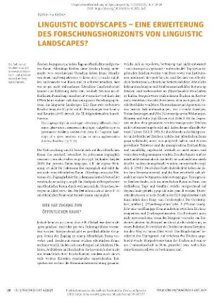 Linguistic Bodyscapes – eine Erweiterung des Forschungshorizonts von Linguistic Landscapes?