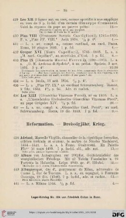 Reformation. - Dreissigjähr. Krieg (Nr. 438 - 531)