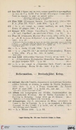 Reformation. - Dreissigjähr. Krieg (Nr. 438 - 531)