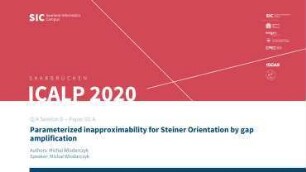 Parameterized inapproximability for Steiner Orientation by gap amplification: Q/A Session D - Paper D2.A