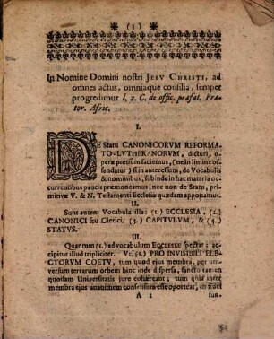 Iohannis Lassenii, Celeberrimi Theologi P.M. De Statu Canonicorum Reformato-Lutheranorum = Von dem Ursprung und Absichten derer Stiffter und Dom-Kirchen; besonders aber von dem Zustande derer heutigen Stiffts- und Dom-Herren : Dissertatio Politico-Theologica, Olim Helmstadii Habita