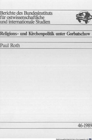 Religions- und Kirchenpolitik unter Gorbatschow