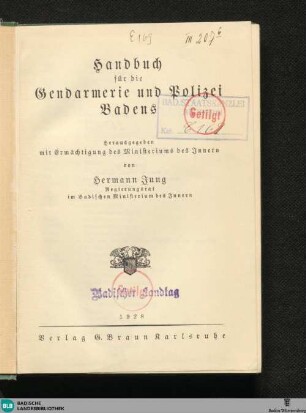 Handbuch für die Gendarmerie und Polizei Badens