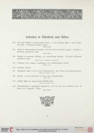 Arbeiten in Elfenbein und Silber (Nr. 256-264)