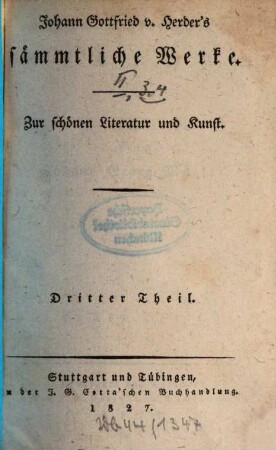 Johann Gottfried v. Herder's Gedichte, 1