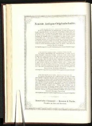 Neueste Antiqua-Originalschnitte, Bauer'sche Giesserei - Kramer & Fuchs, Frankfurt am Main und Barcelona