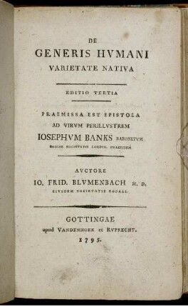 De Generis Hvmani Varietate Nativa