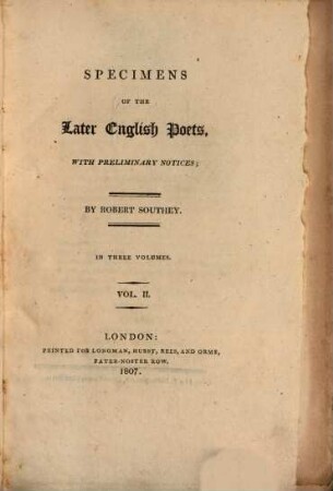 Specimens of the later English poets : with preliminary notices, 2