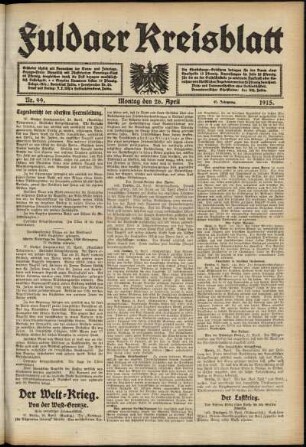 Ausgabe vom Montag, den 26. April 1915.