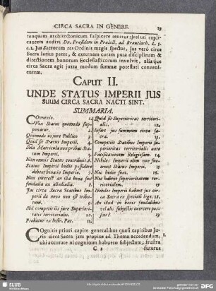 Caput II. Unde Status Imperii Ius Suum Circa Sacra Nacti Sint