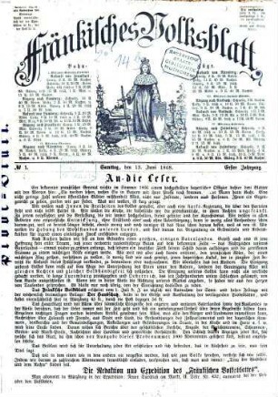 Fränkisches Volksblatt. Ausg. 000 : Tageszeitung für Unterfranken. 1,6/12. 1868