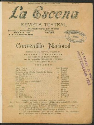 Conventillo nacional : sainete en tres cuadros