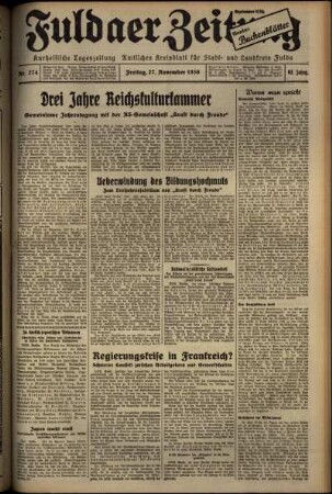Ausgabe vom Freitag, den 27. November 1936.