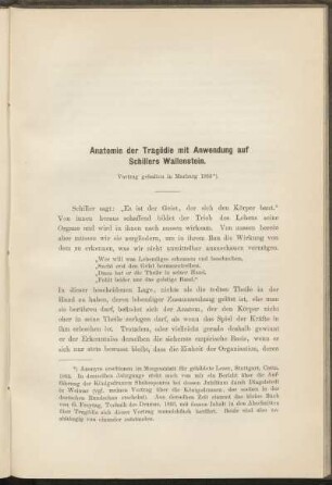 Anatomie der Tragödie mit Anwendung auf Schillers Wallenstein. Vortrag gehalten in Marburg 1863.