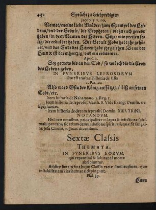 Sextae Classis Themata. In Funeribus Eorum, qui repentina & subitanea morte abripiuntur.
