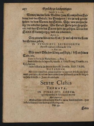 Sextae Classis Themata. In Funeribus Eorum, qui repentina & subitanea morte abripiuntur.