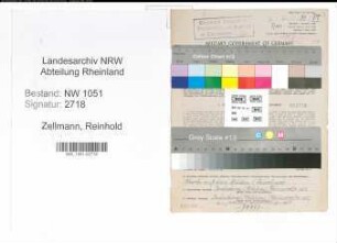 Entnazifizierung Reinhold Zellmann , geb. 07.10.1883 (Beamter)