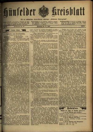 Erste Ausgabe vom Dienstag, den 12. Juni 1917.